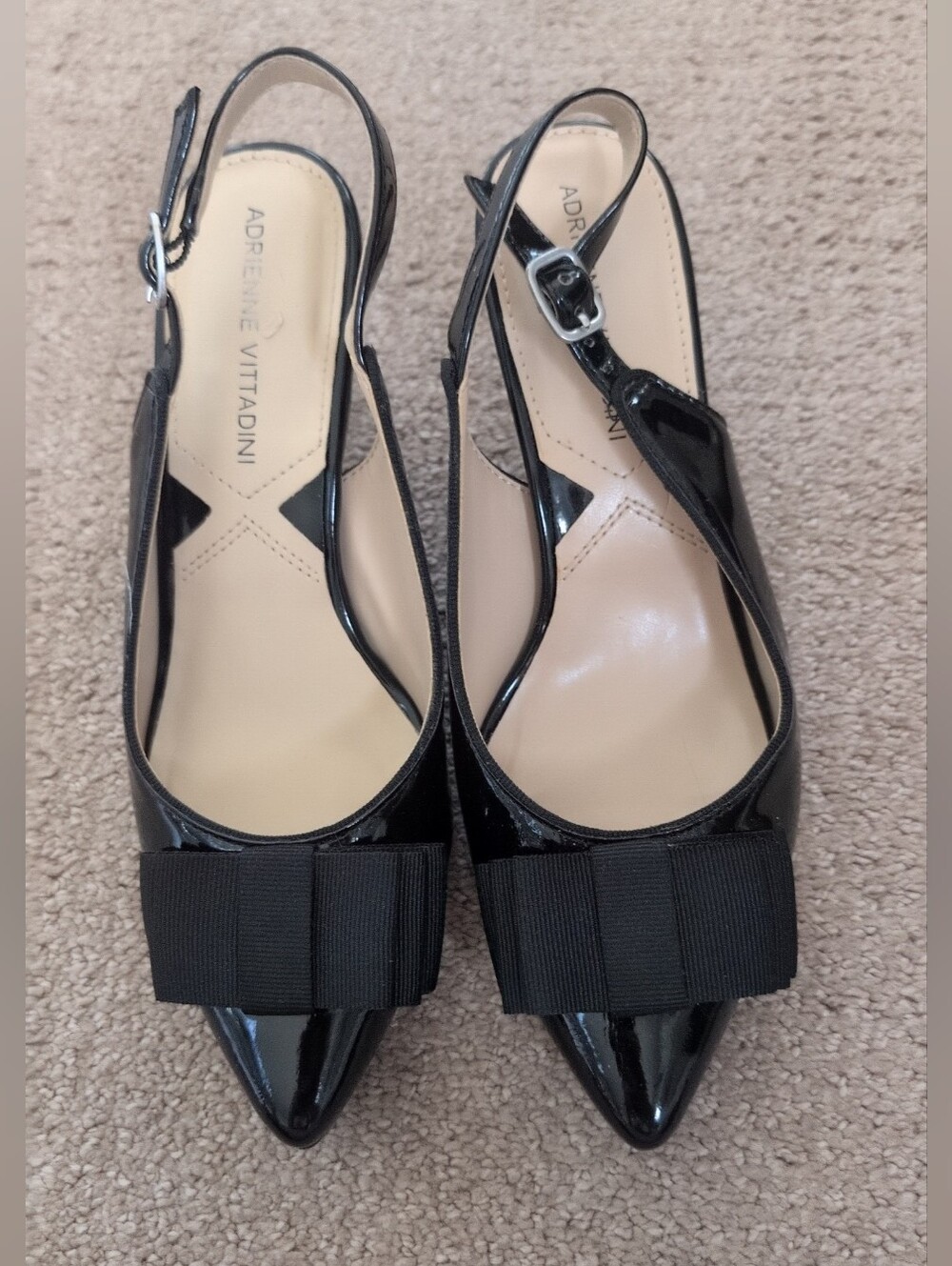 Adrienne Vittadini Shandy Slingback Glossy Black Patent Pumps
